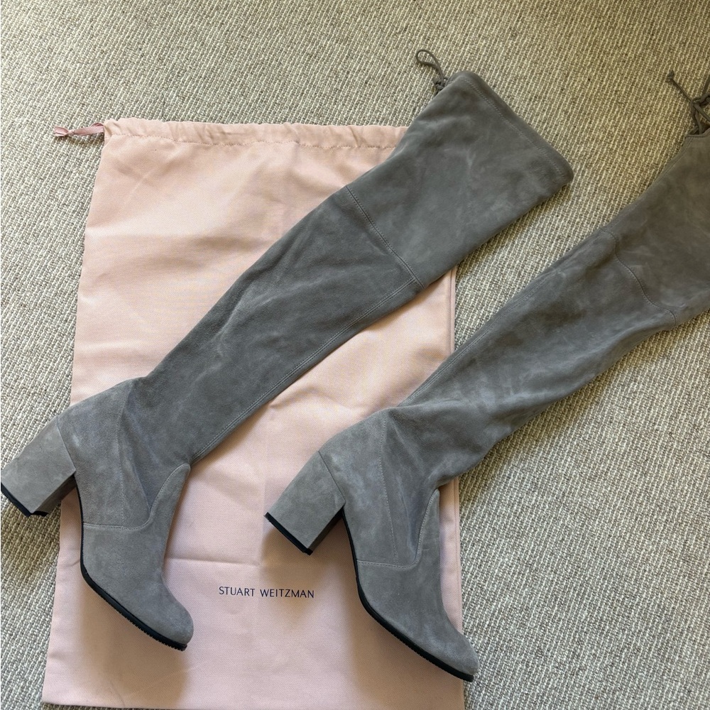 Stuart Weitzman Gray Tieland Over-the-Knee Boots